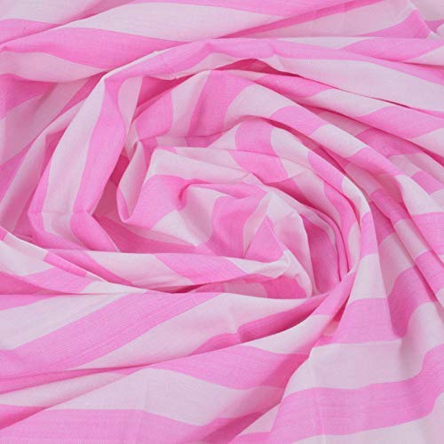 100% Cotton Soft Beautiful Pink White Striped Bhagalpuri Summer